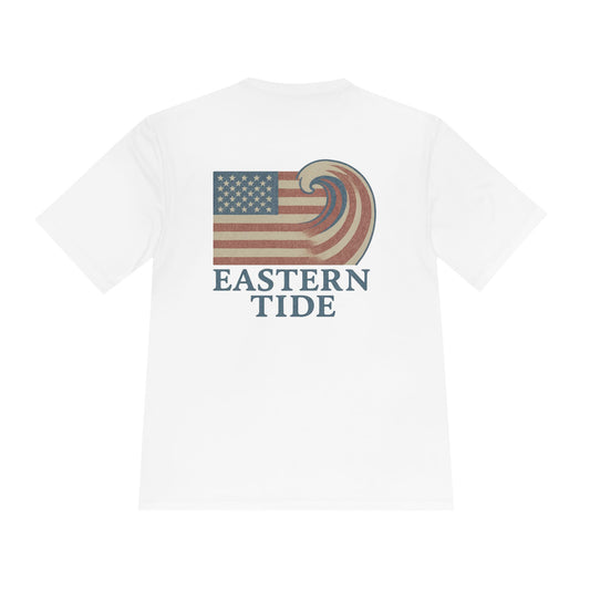 Patriotic Distressed Unisex Moisture Wicking Tee, Perfect for Summer Sports, Beach Days, July 4th, Outdoor Activities, Active Lifestyle
